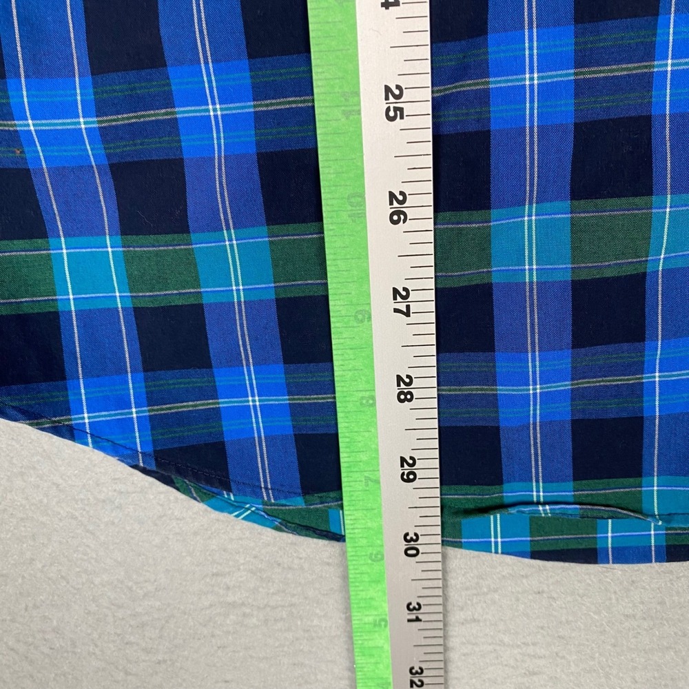 Nautica Classic Fit Plaid Wrinkle Resistant Button Down Shirt Mens M Blue Green - Picture 7 of 7